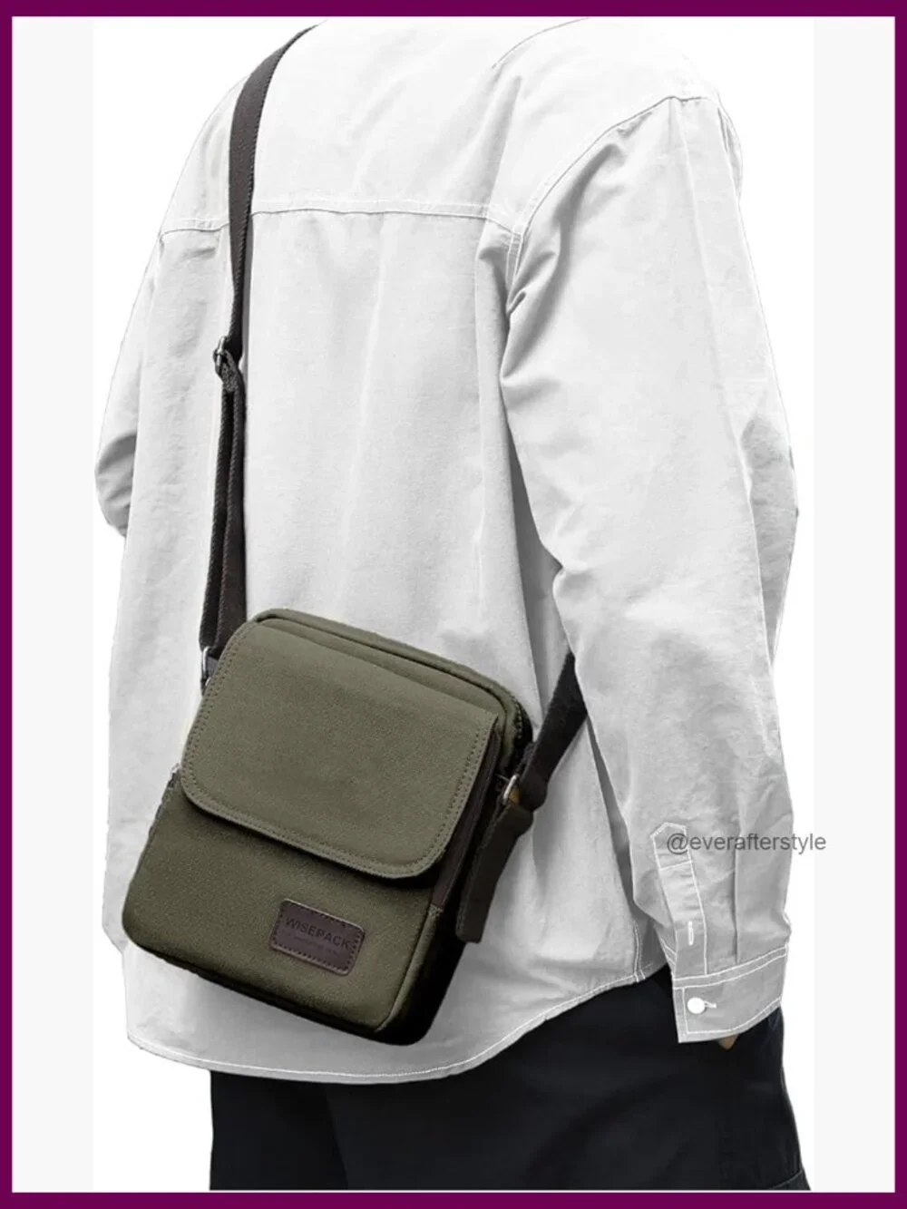 Canvas Messenger Crossbody Bag for Men with Zipper Closure